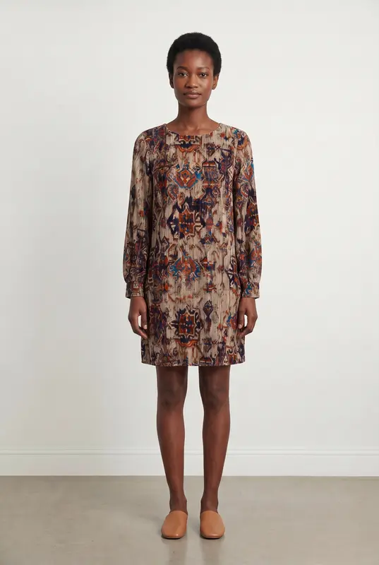 Robe Droite Marron et Bleu - Taille M/38