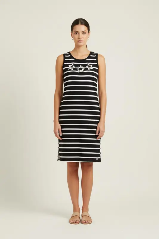 Robe Droite Noire et Blanche - Taille L/40