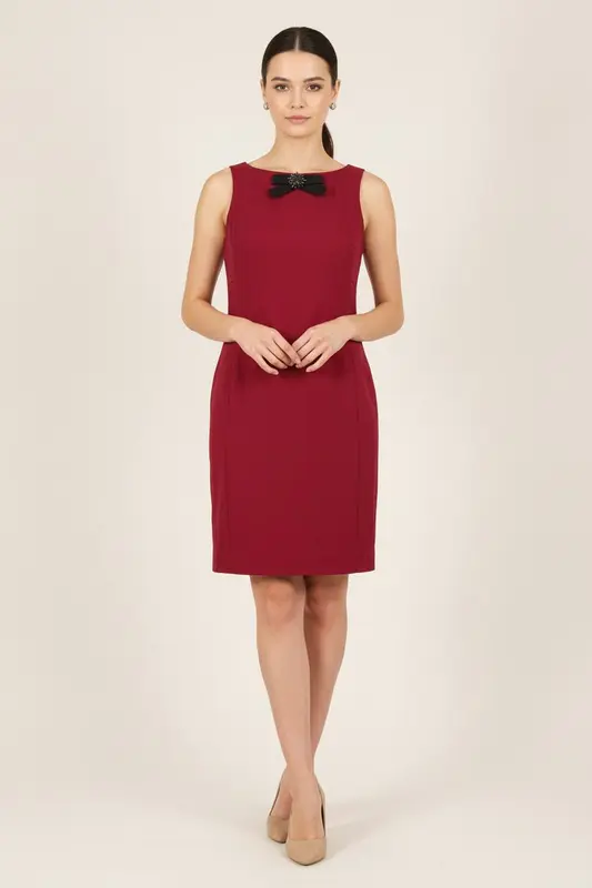 Robe Droite Rouge et Noir - Taille S/36