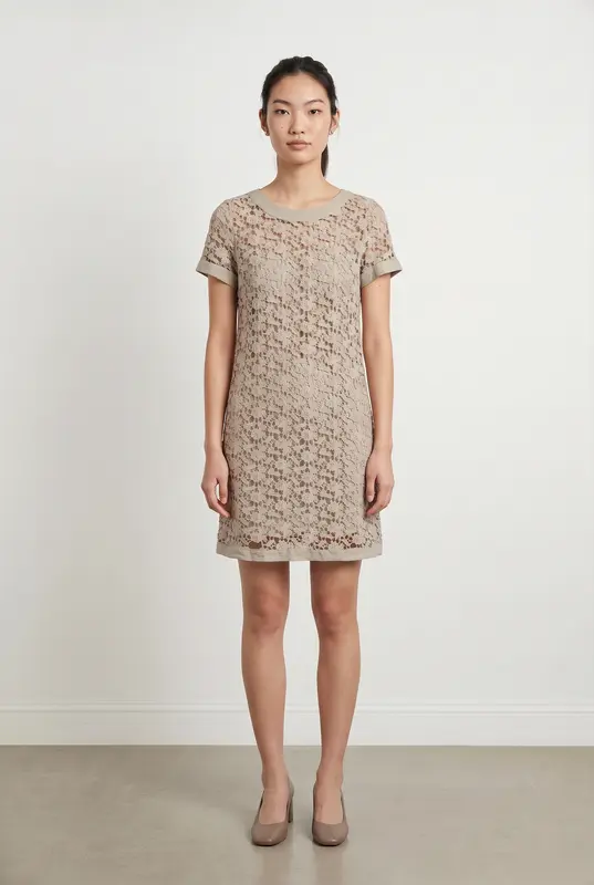Robe en Dentelle Beige - Taille M/38