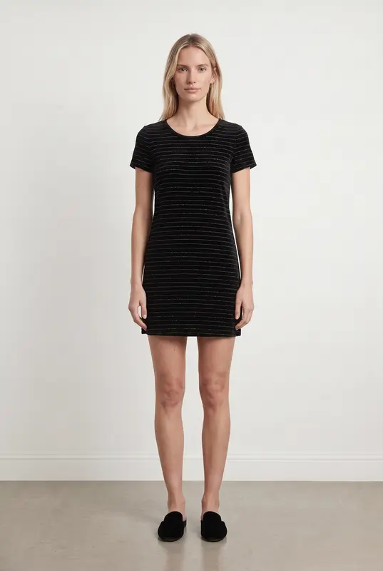 Robe en velours noir rayée - Taille S/36