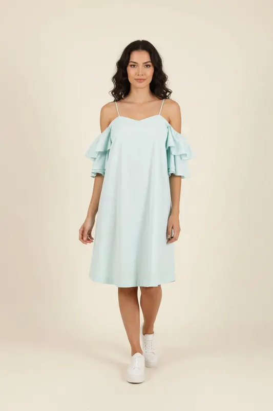 Robe Épaules Dénudées Bleue Claire - Taille S/36