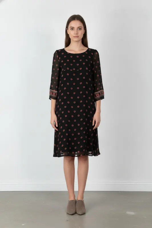 Robe Évasée Noire et Rouge - Taille S/36
