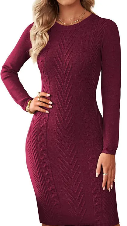 Robe femme en tricot coupe ajustée