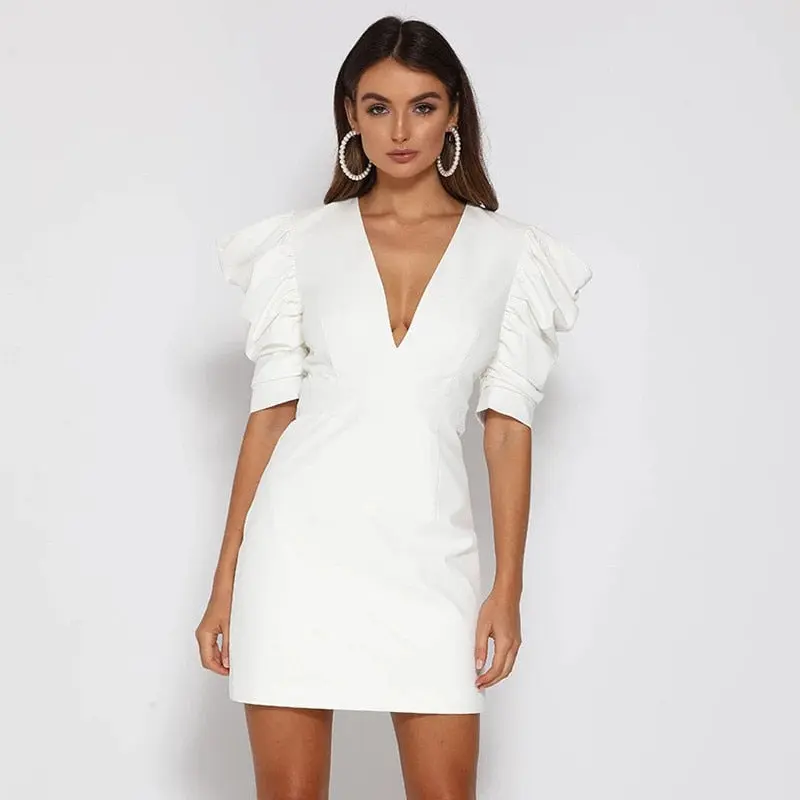 Robe femme manches courtes décolleté V profond