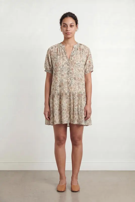 Robe Fleurie Beige - Taille L/40
