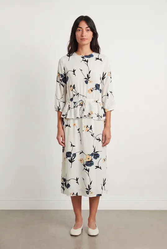 Robe Fleurie Blanche et Bleue - Taille M/38