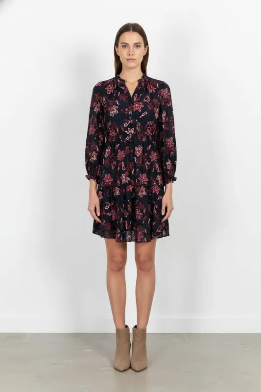 Robe Fleurie Bleu et Rouge - Taille L/40