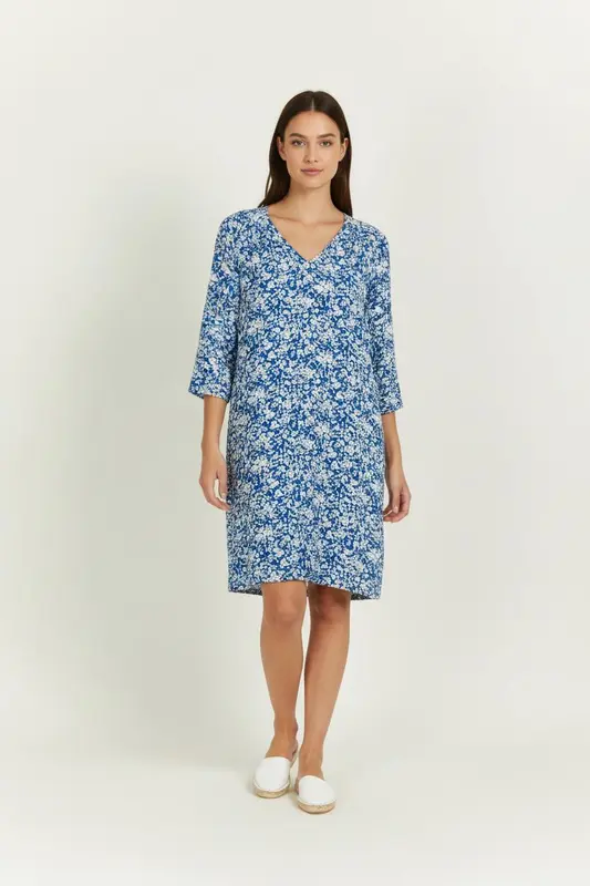 Robe Fleurie Bleue et Blanche - Taille M/38