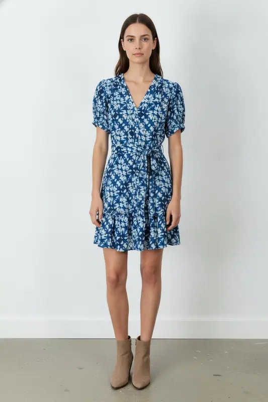 Robe Fleurie Bleue et Blanche - Taille S/36