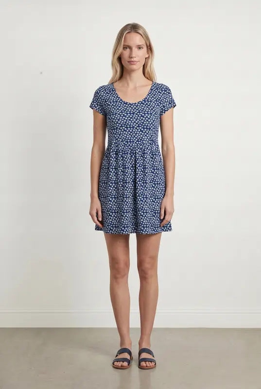 Robe Fleurie Bleue et Blanche - Taille XS/34