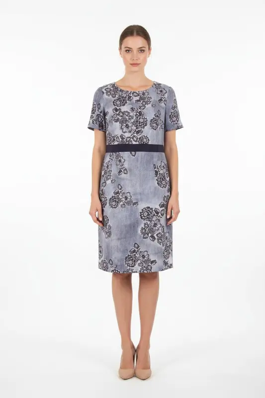 Robe Fleurie Bleue et Noire - Taille XXL/44