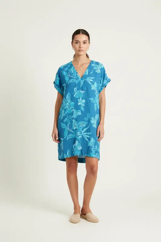Robe Fleurie Bleue - Taille M/38