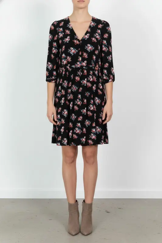 Robe Fleurie Noire et Rouge - Taille XL/42