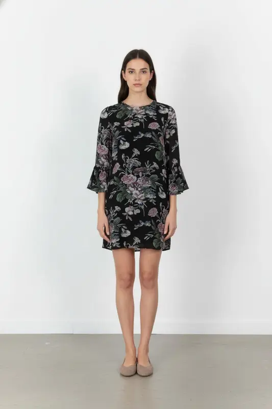 Robe Fleurie Noire - Taille S/36