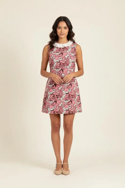 Robe Fleurie Rose et Blanc - Taille S/36