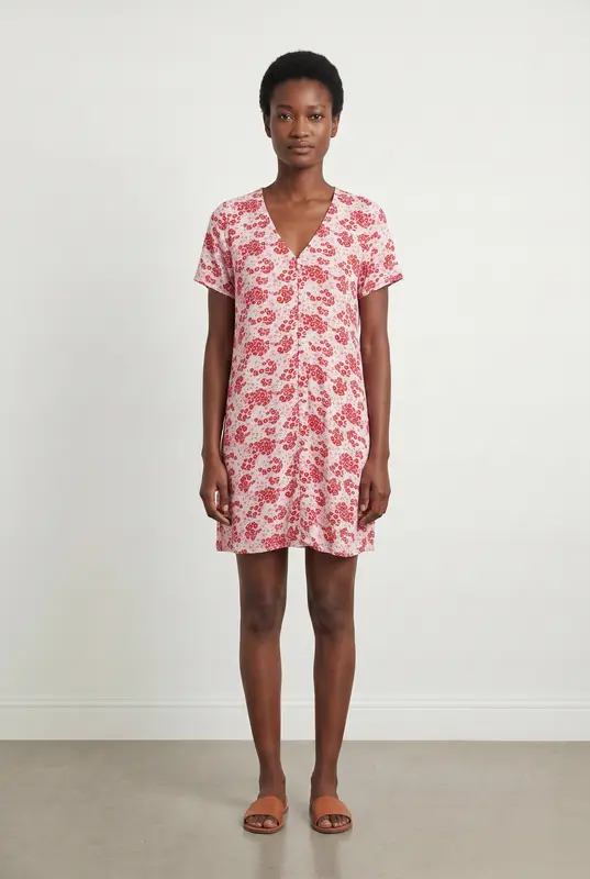 Robe Fleurie Rose et Rouge - Taille XS/34