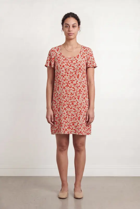 Robe Fleurie Rouge et Blanche - Taille L/40