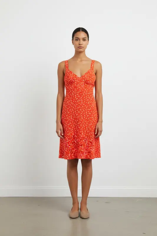 Robe Fleurie Rouge et Blanche - Taille XS/34