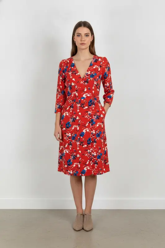 Robe Fleurie Rouge et Bleu - Taille XL/42