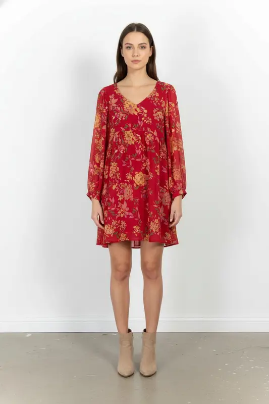 Robe Fleurie Rouge et Jaune - Taille S/36