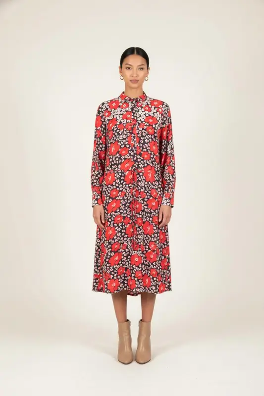 Robe Fleurie Rouge et Noir - Taille S/36