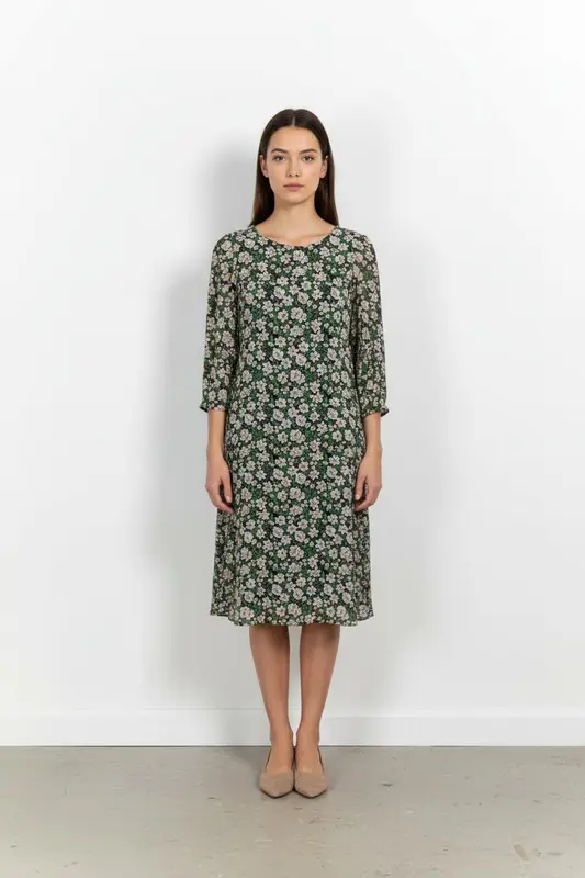 Robe Fleurie Verte et Blanche - Taille M/38