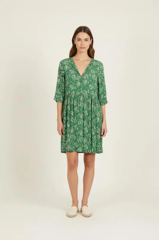 Robe Fleurie Verte et Blanche - Taille S/36