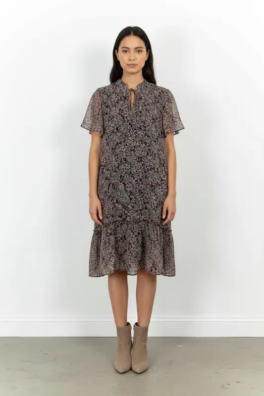Robe Fleurie Violette et Noire - Taille XL/42