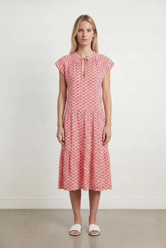 Robe Fluide Rose et Blanc - Taille XS/34