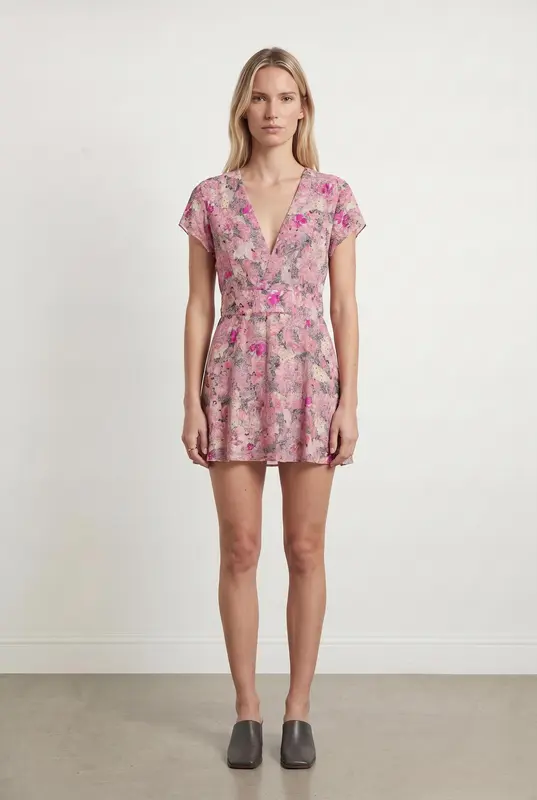 Robe Fluide Rose et Noir - Taille S/36