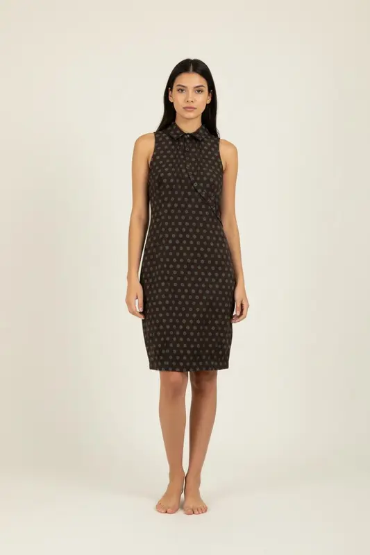 Robe grise à pois verts - Taille S/36
