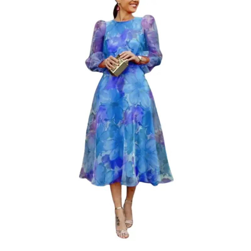 Robe imprimée Angelika manches longues col rond