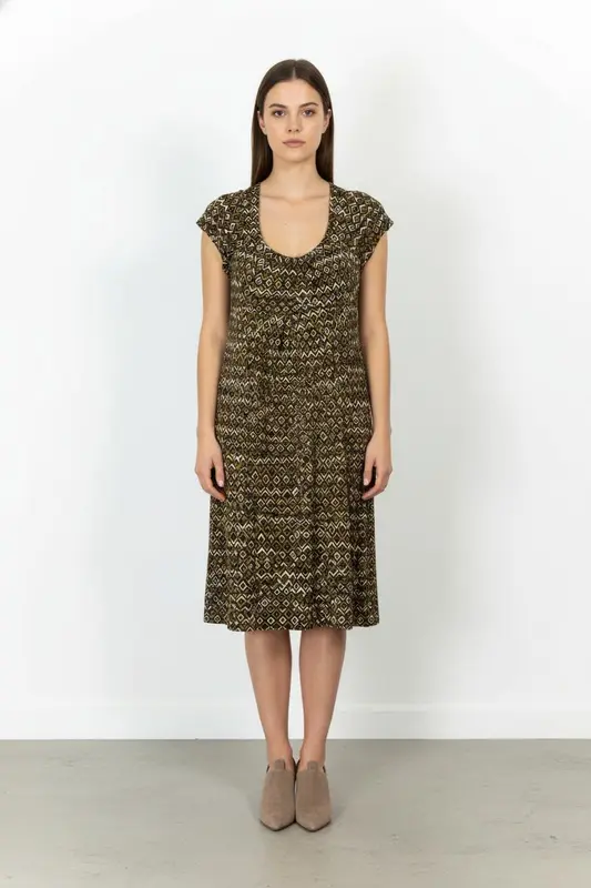 Robe imprimée beige et marron - Taille L/40