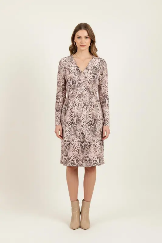 Robe Imprimée Beige et Marron - Taille M/38