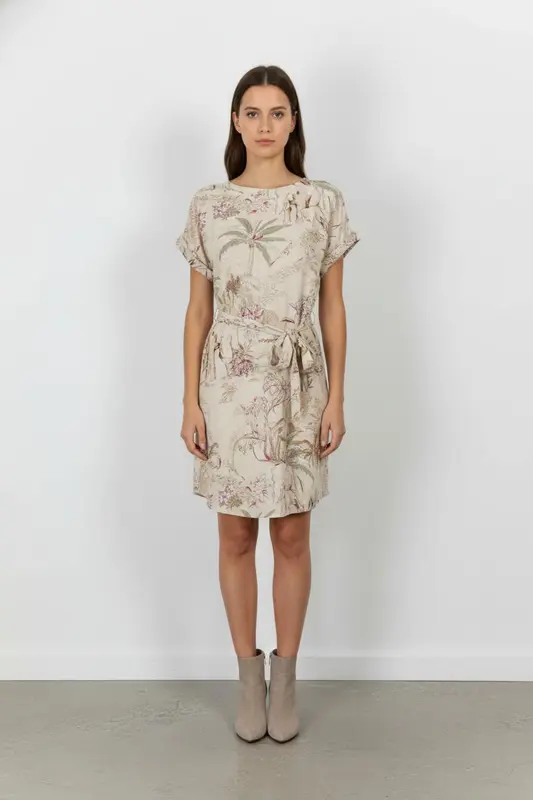 Robe Imprimée Beige - Taille S/36
