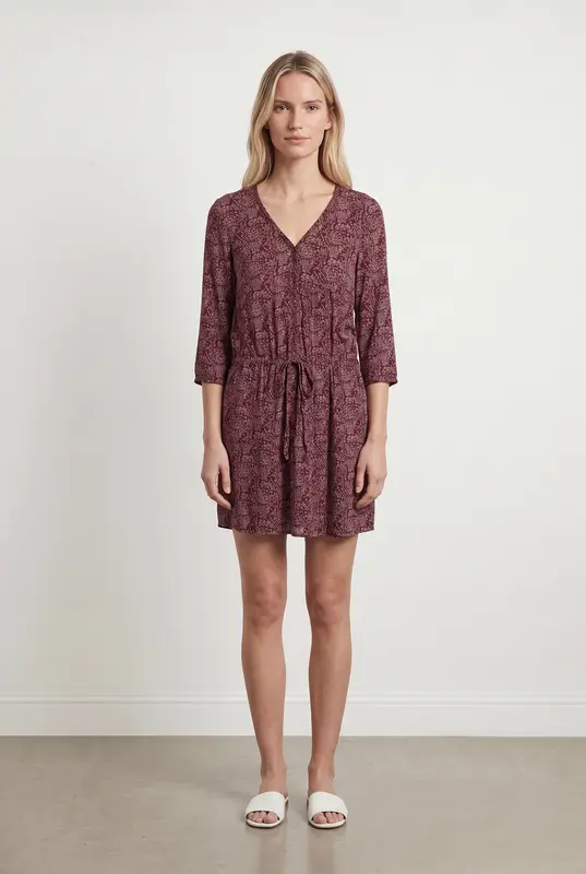 Robe Imprimée Bordeaux - Taille XS/34