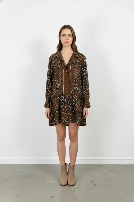 Robe Imprimée Marron - Taille S/36