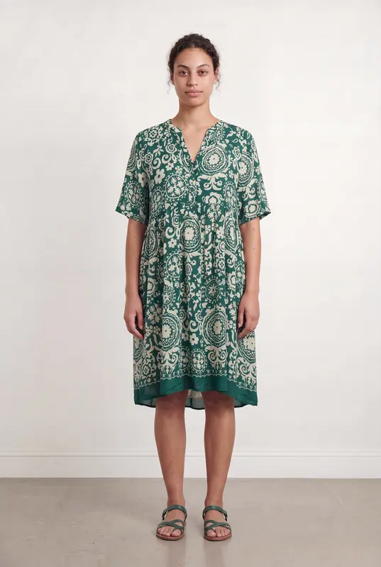 Robe Imprimée Verte et Blanche - Taille L/40