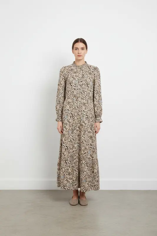 Robe Longue Beige et Noir - Taille S/36