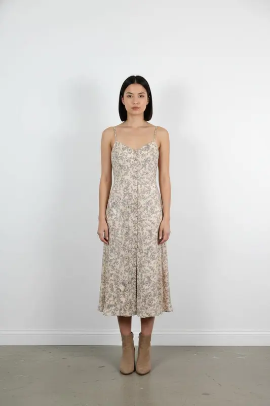 Robe Longue Beige et Noire - Taille S/36