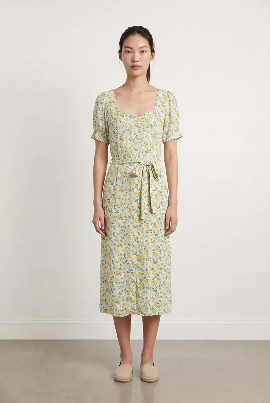 Robe Longue Blanche et Jaune - Taille M/38