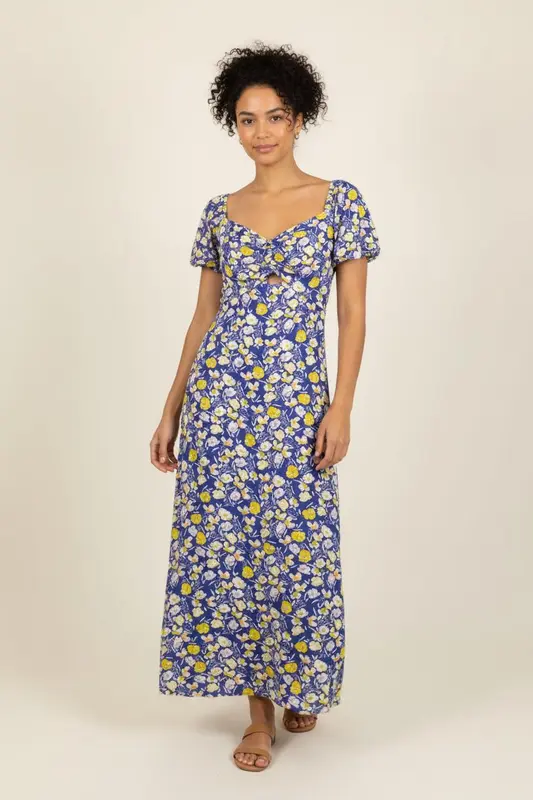 Robe Longue Bleu et Jaune - Taille L/40
