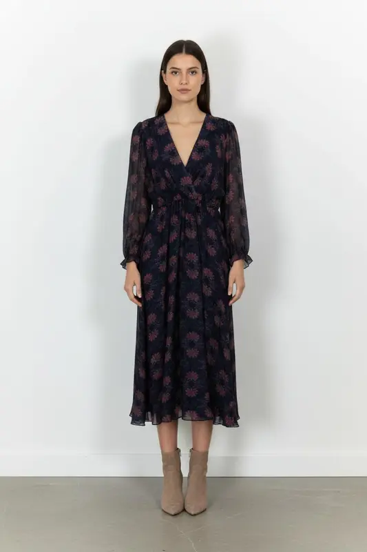 Robe Longue Bleu Marine et Rouge - Taille M/38