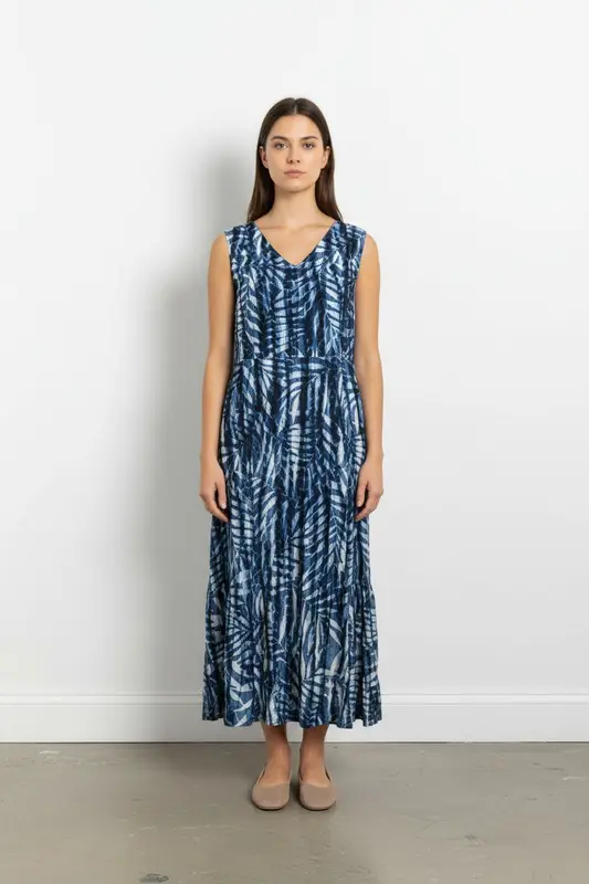 Robe longue bleue et blanche - Taille S/36
