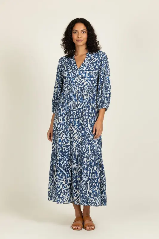 Robe Longue Bleue et Blanche - Taille XS/34