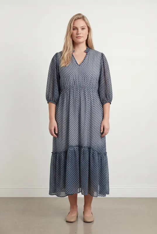 Robe Longue Bleue et Blanche - Taille XXXL/46