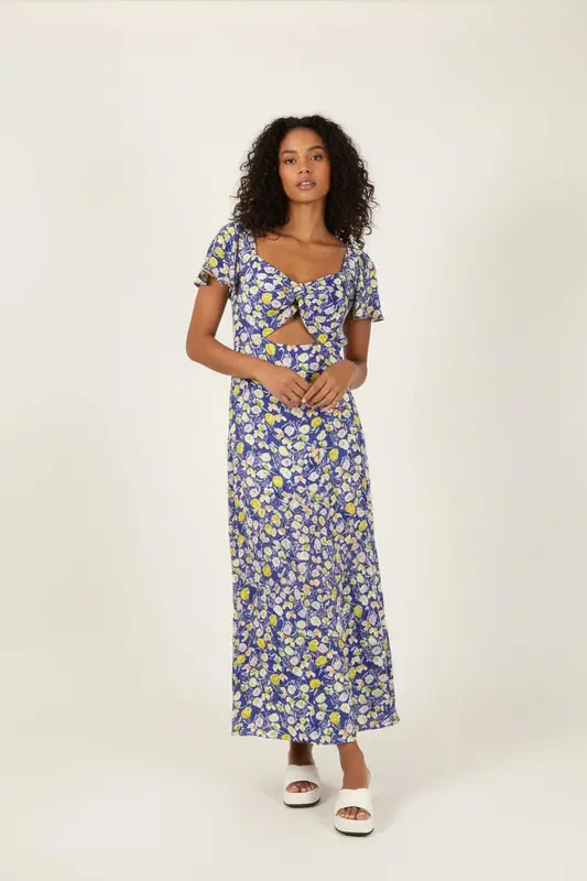 Robe Longue Bleue et Jaune - Taille L/40