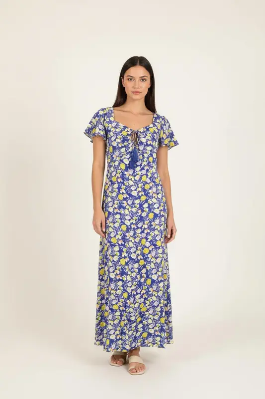 Robe Longue Bleue et Jaune - Taille M/38