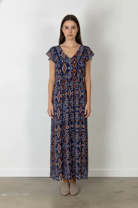Robe Longue Bleue et Orange - Taille S/36